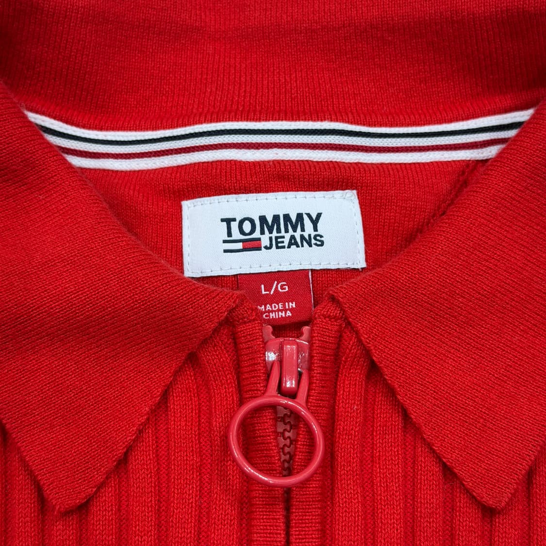 타미진스 골지 카라 니트 집업 가디건 레드 L 상품이미지4