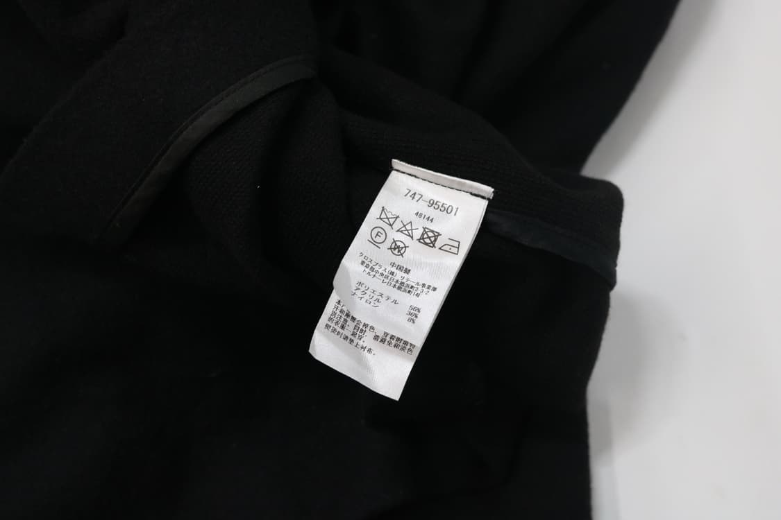 아츠로 타야마 블랙 노카라 오버핏 롱 코트 상품이미지10