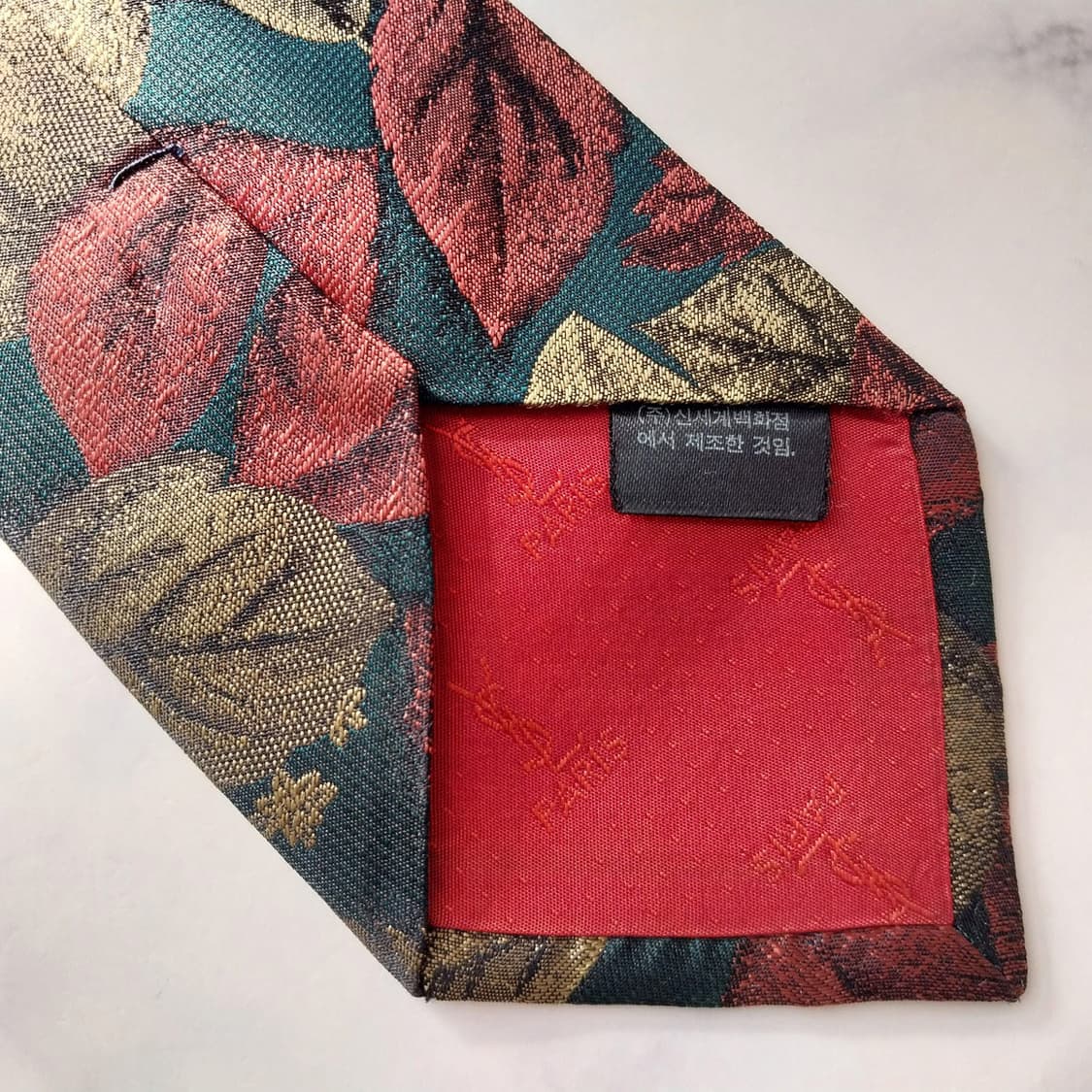 입생로랑 실크 그린 자카드 패턴 넥타이 8.9cm A+등급 K1872
 상품이미지10