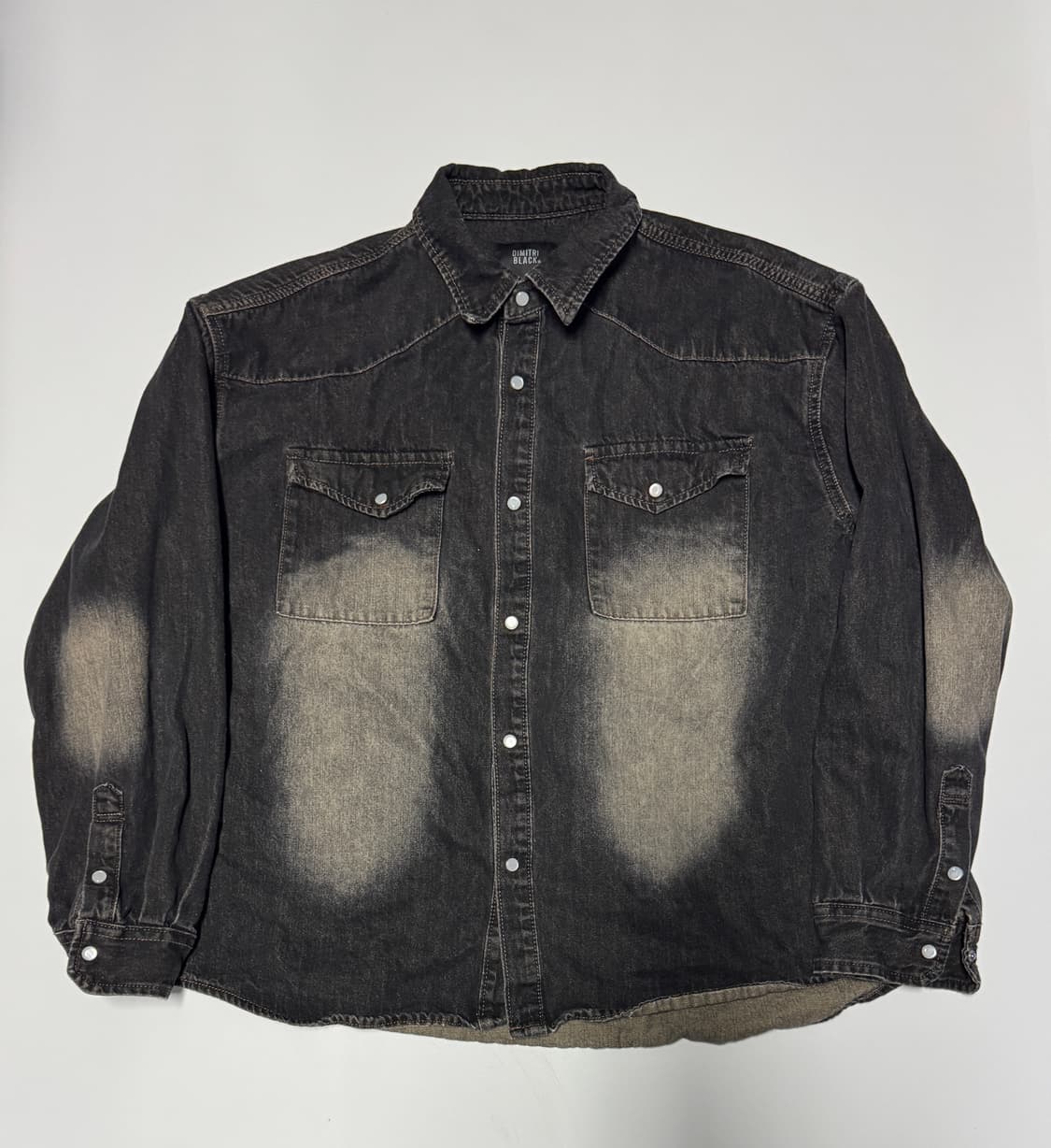 디미트리블랙 빅 사이즈 바이오 워싱 웨스턴 데님 셔츠 3 상품이미지1