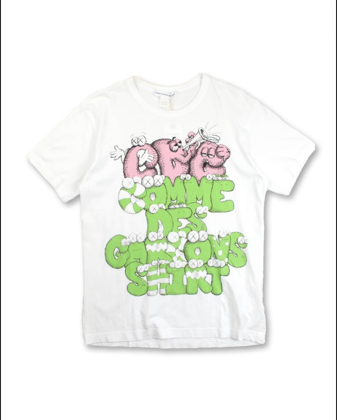 꼼데가르송 KAWS 콜라보 반팔 티셔츠 화이트 XL 상품이미지1