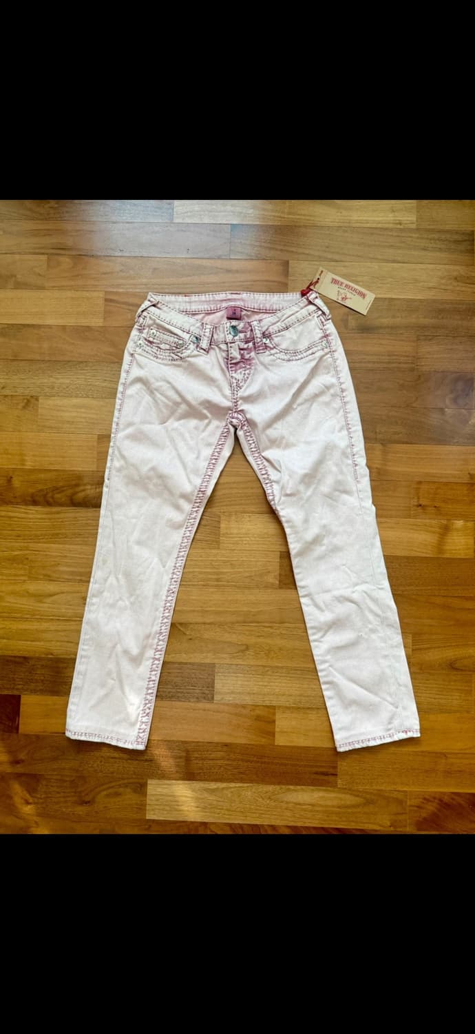 TrueReligion 트루릴리전 딸기우유색 스키니 바지 상품이미지2