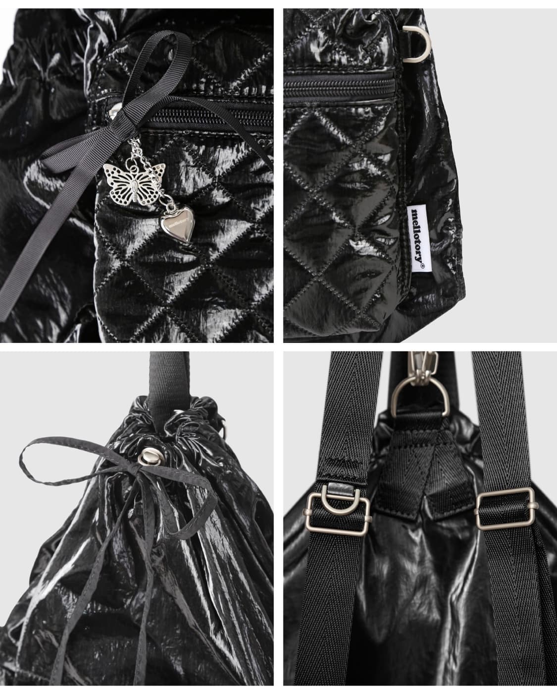 [멜로토리] 멜로 퀼팅 백팩 4way Black 상품이미지5