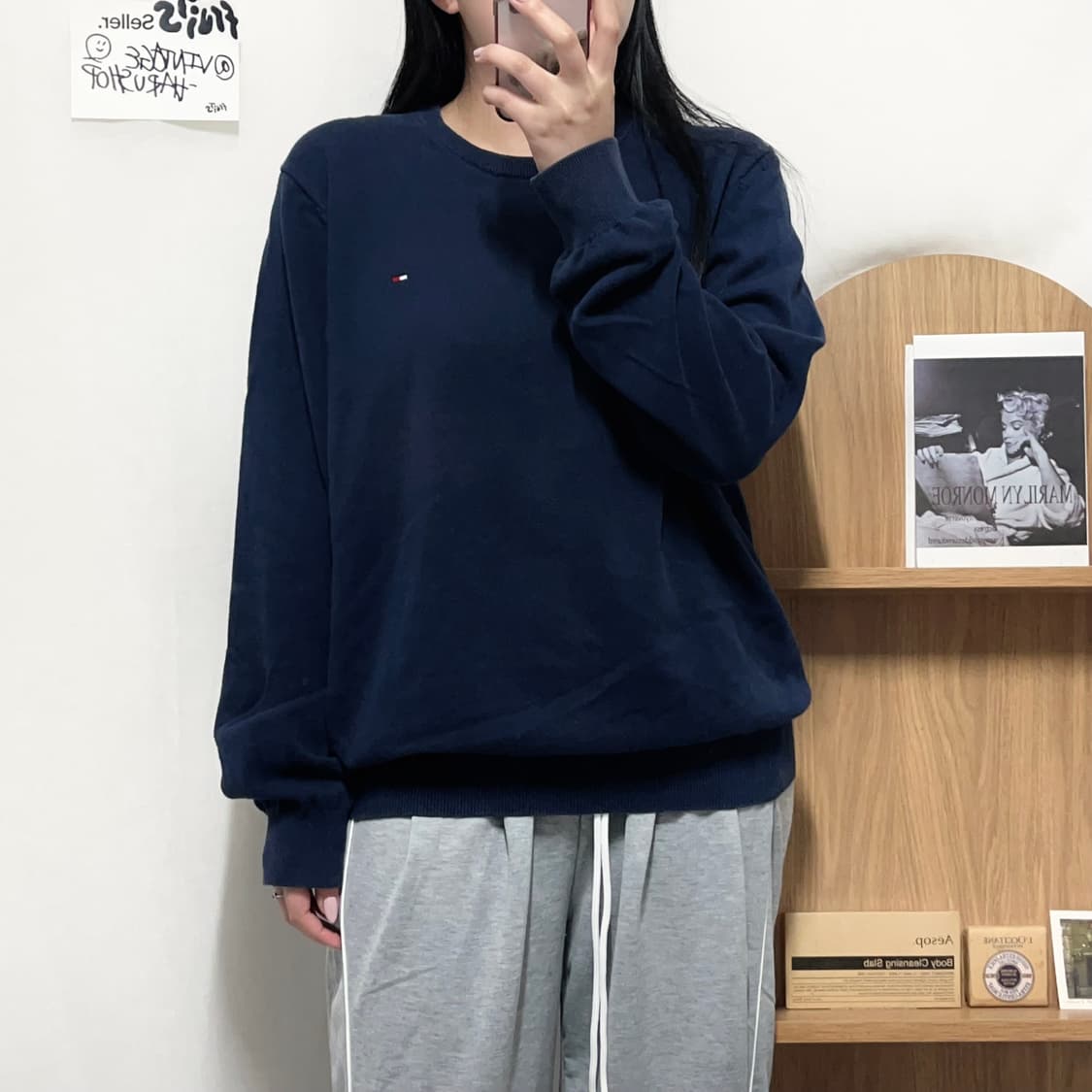 [정품] 타미 네이비 라운드 니트 [ L ] 상품이미지3