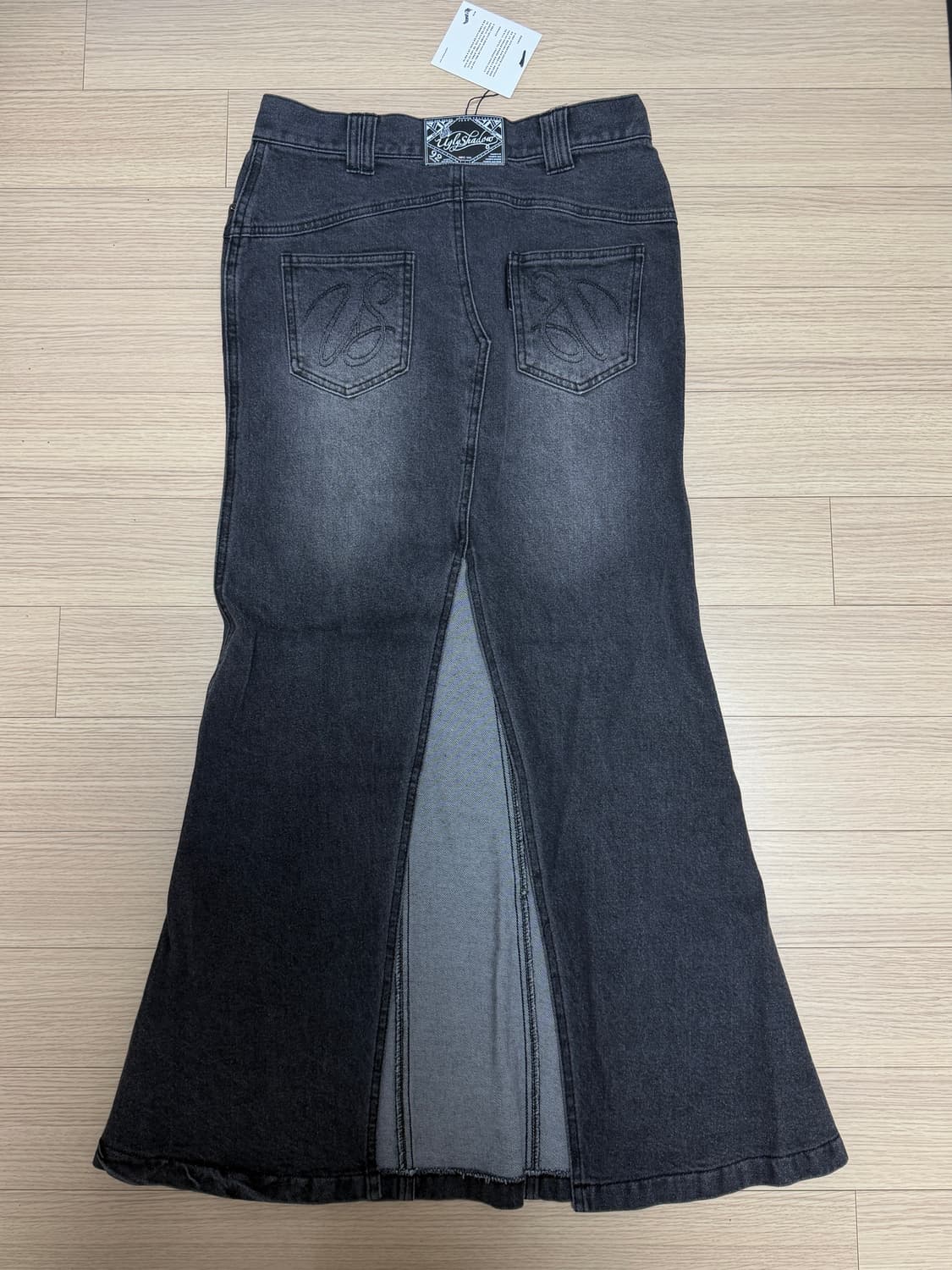 어글리쉐도우 데님 롱 스커트 S, 블랙 상품이미지2