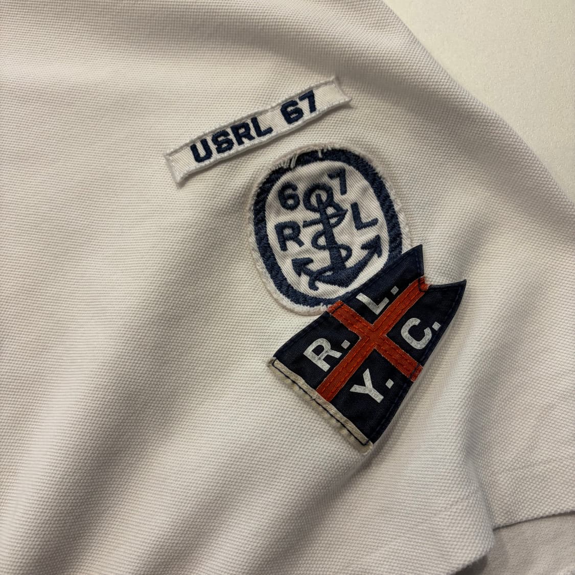 [L] 폴로 랄프로렌 스키니핏 화이트 반팔 카라티 패치 D354 상품이미지4