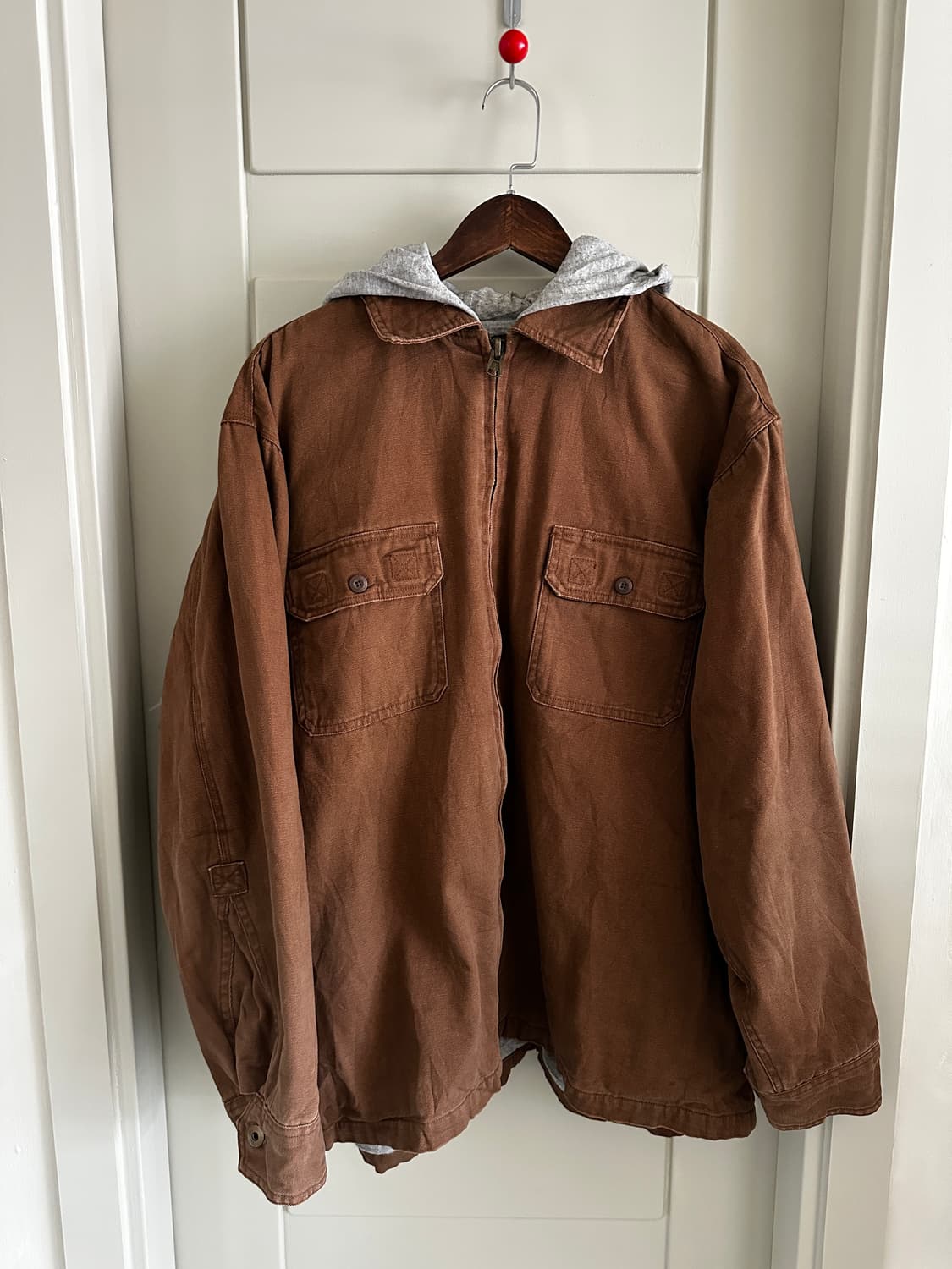 Massimo Bay 브라운 후드 캔버스 워크 자켓 상품이미지1