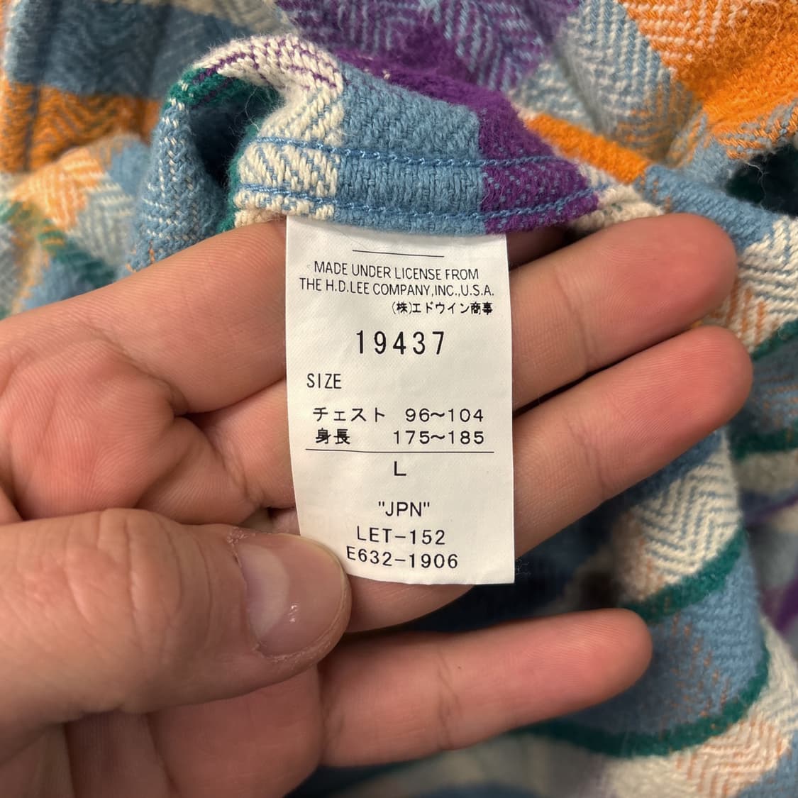 90s 리 유니온메이드 헤비플란넬 웨스턴 체크셔츠 젬스톤스냅 N870 상품이미지9