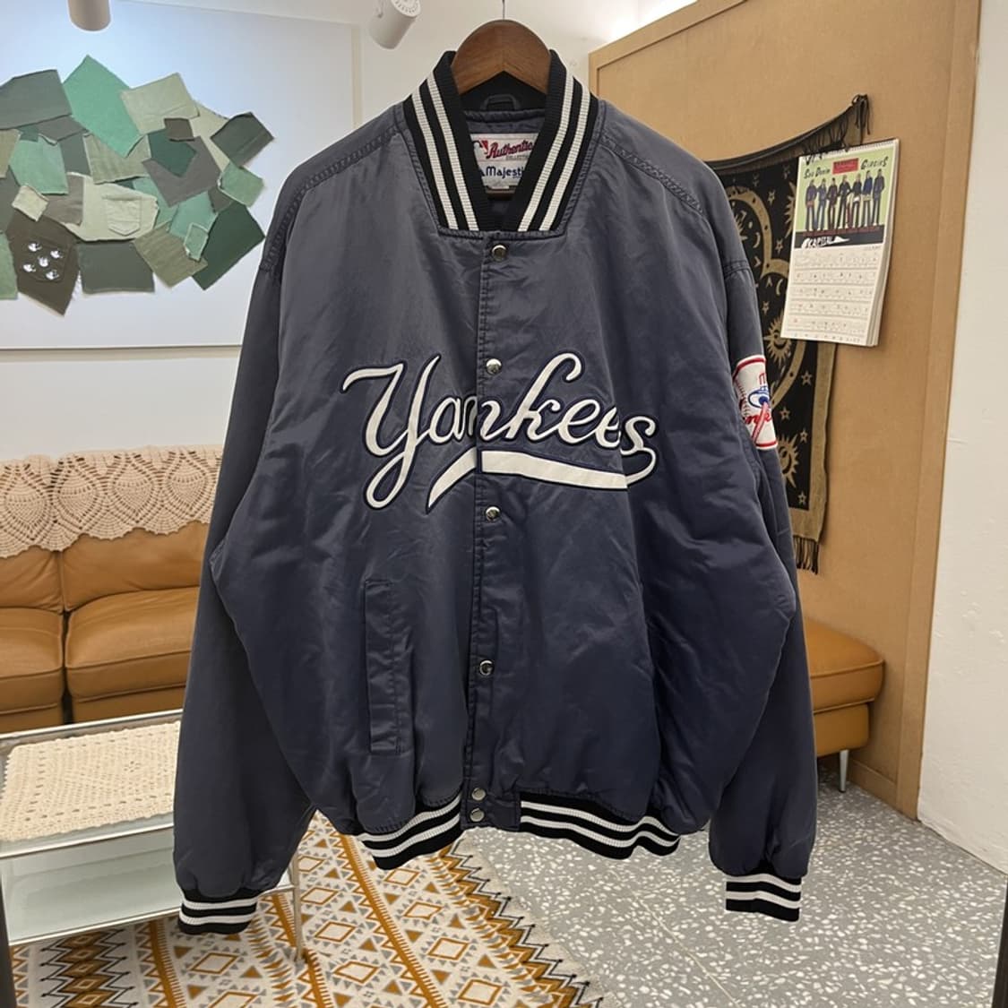 마제스틱 스트릿 펑크 빈티지 양키스 바시티 자켓 XXL C10866 상품이미지3