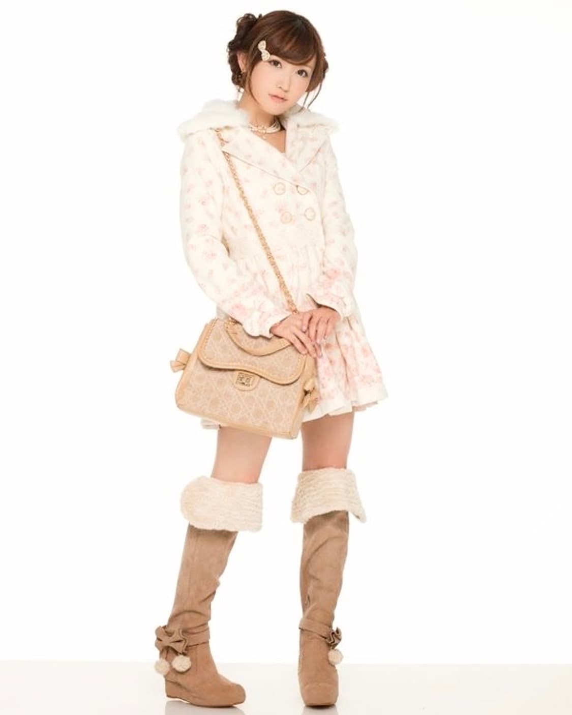 리즈리사 고전 폼폼이 리본 퍼 롱부츠 핀터레스트 라떼갸루 히메갸루 상품이미지1