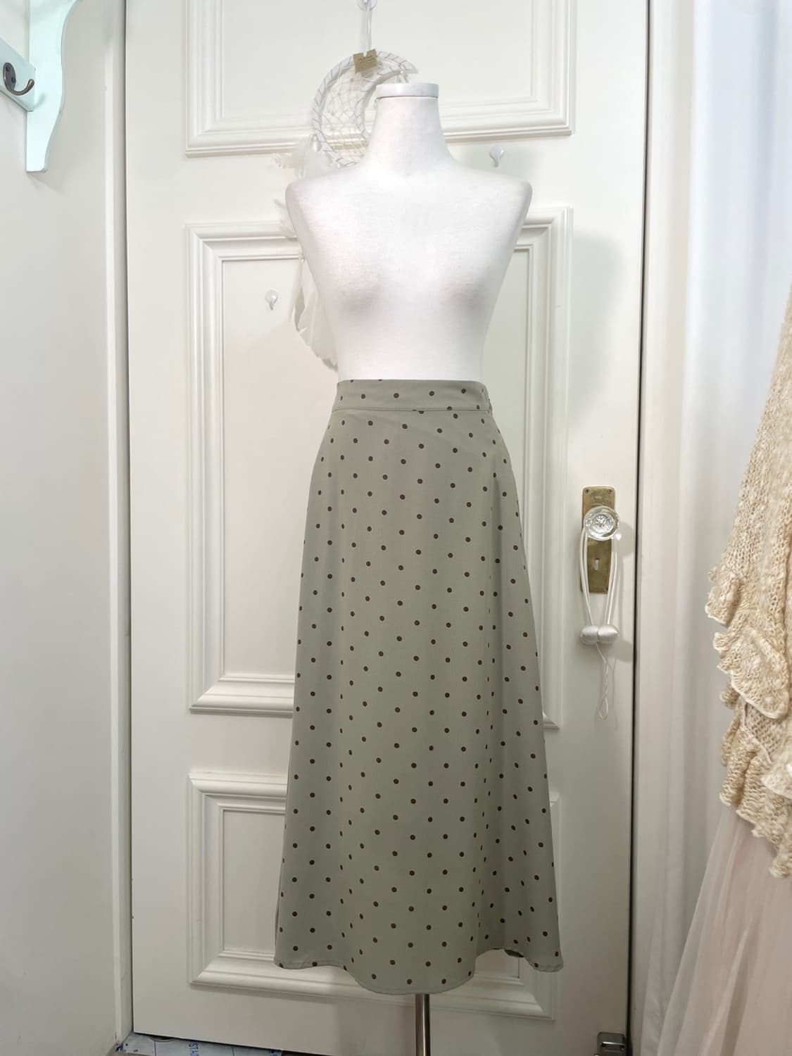 khaki brown dot long opc(size-F) 상품이미지1