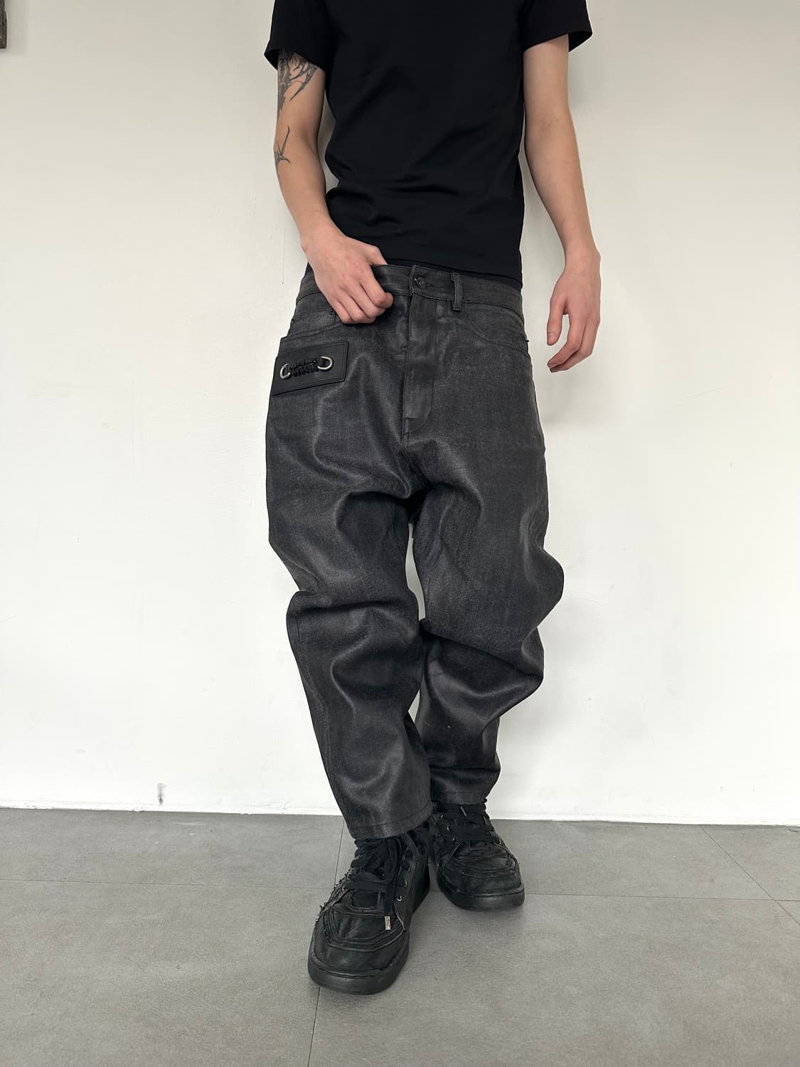 릭오웬스 아카이브 키링 왁스코팅 새깅팬츠 상품이미지2