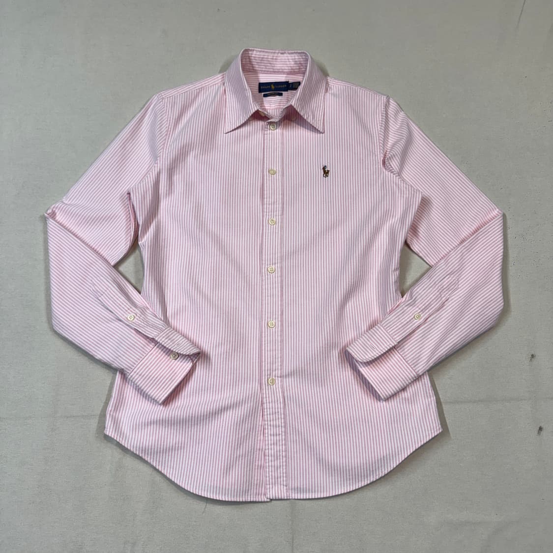 S) 폴로 랄프로렌 핑크&화이트 스트라이프 옥스포드 셔츠 상품이미지1