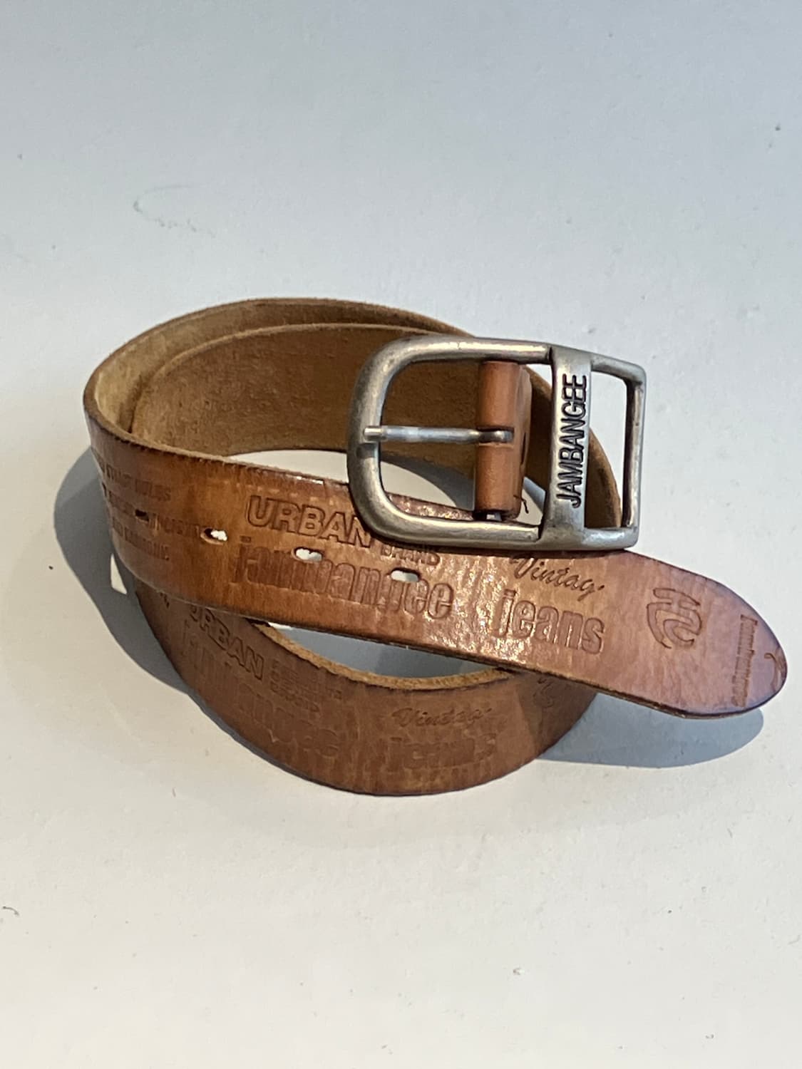 Jambangee 빈티지 레터링 레더 벨트  상품이미지1