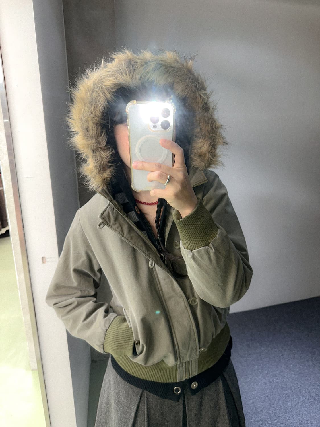 khaki fur trimming n2b jacket 상품이미지1
