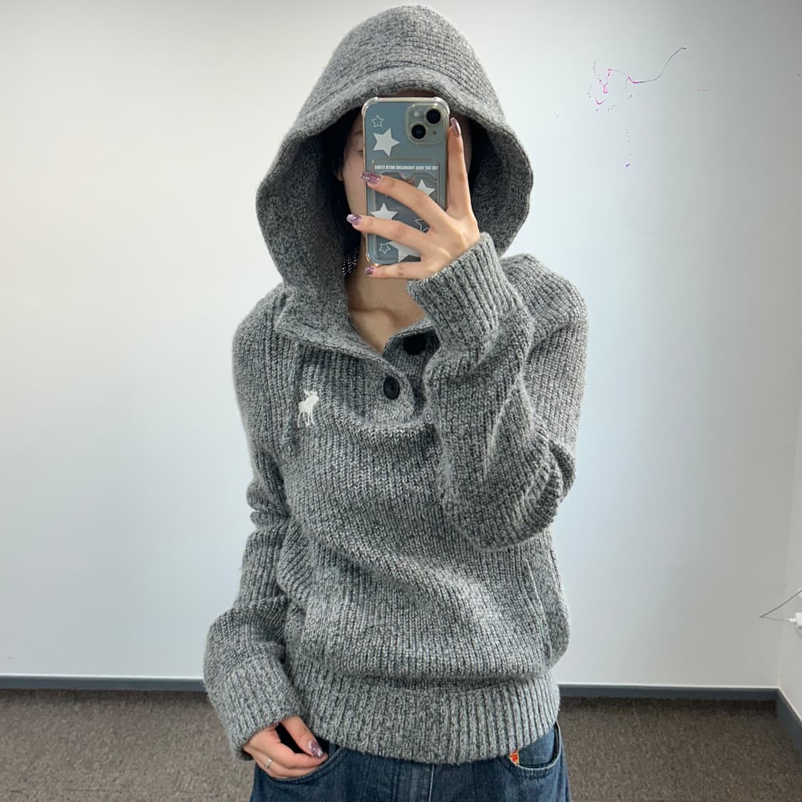 Abercrombie 아베크롬비 그레이 &fitch 니트후드 상품이미지2