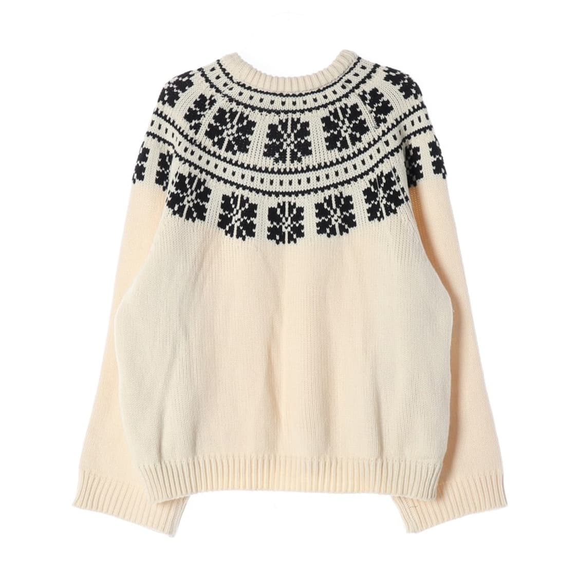 탭탭탭 크림 블랙 노르딕 패턴 라운드 니트 상품이미지2