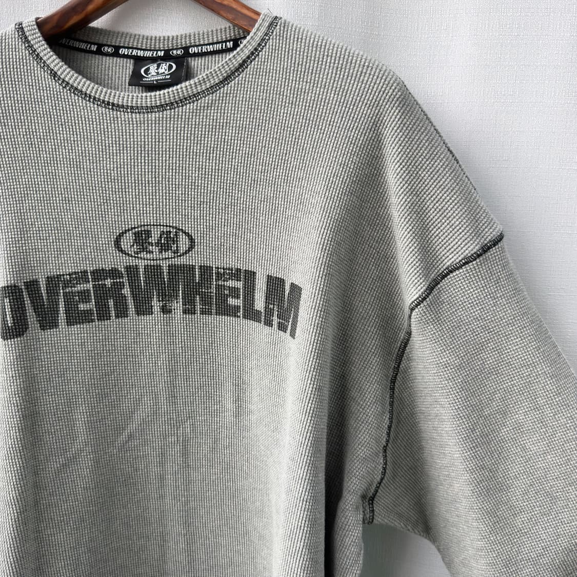 Overwhelm 압도 프린팅 와플 긴팔 티셔츠 그레이 L 상품이미지4