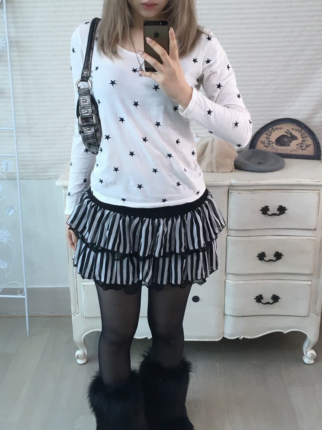 일본빈티지 별 패턴 자수 롱슬리브 상품이미지4