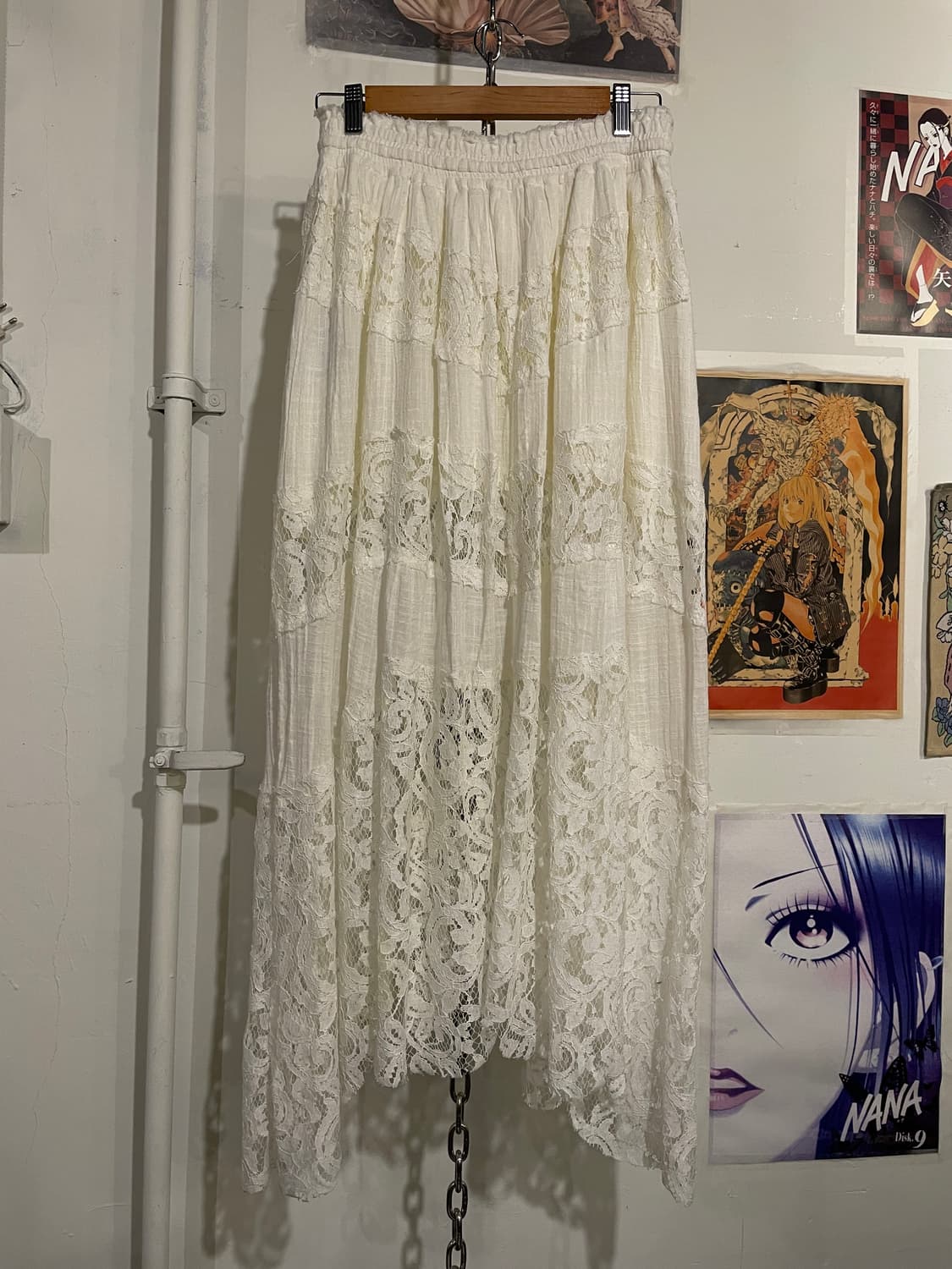 플라워 레이스 스트랩 화이트 롱스커트 모리 페어리 상품이미지4