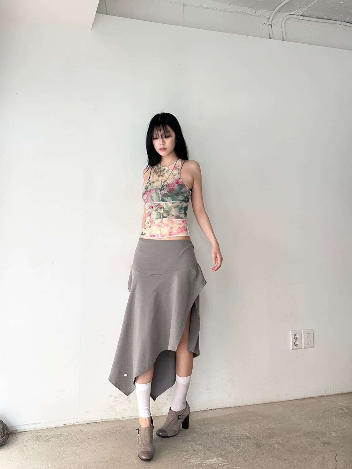 Aurora sheer halter sleeveless / green 상품이미지4