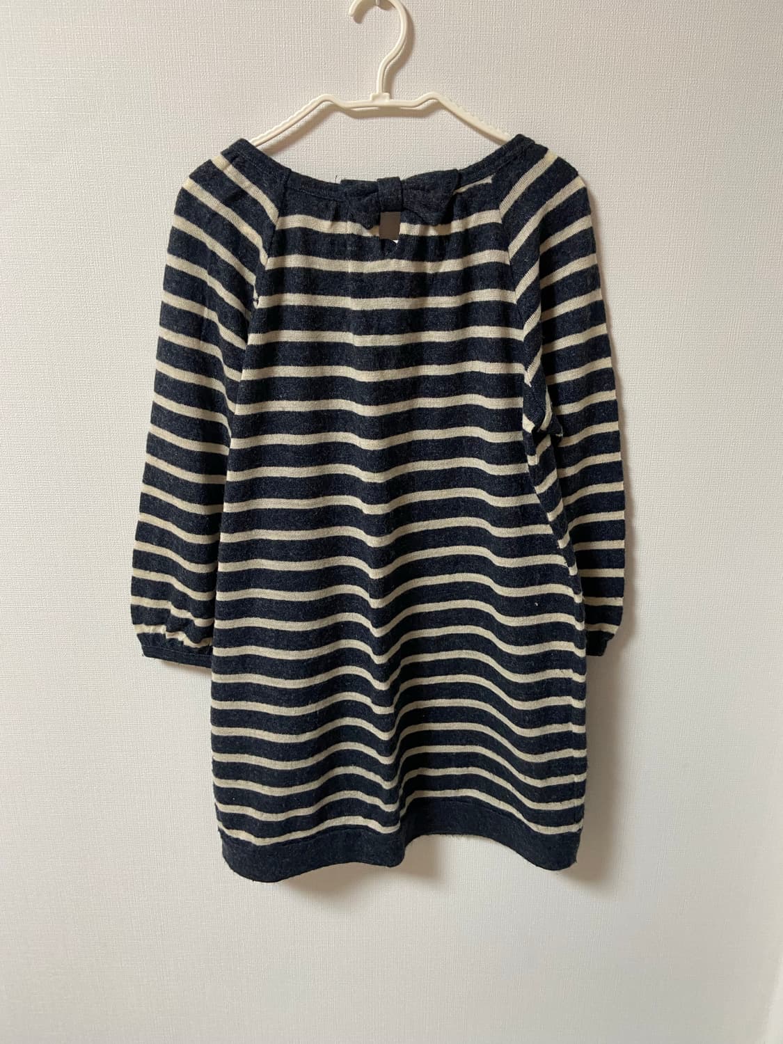 일본 빈티지 모리걸 니트 스트라이프 리본포인트 미니원피스 상품이미지5