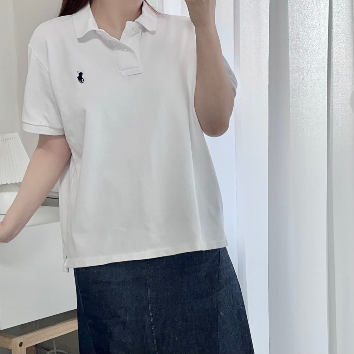 [정품] 폴로 화이트 / 네이비포니 반팔카라티 [ L ] 상품이미지2