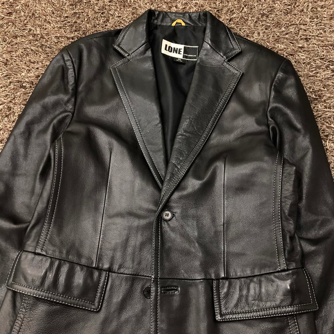 LONE 준지 정욱준 양가죽 스티치 블레이저 레더 가죽 자켓 상품이미지2