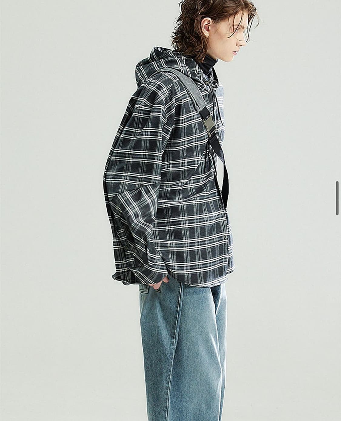 105) 알렌느 오버 후드 체크셔츠 상품이미지2