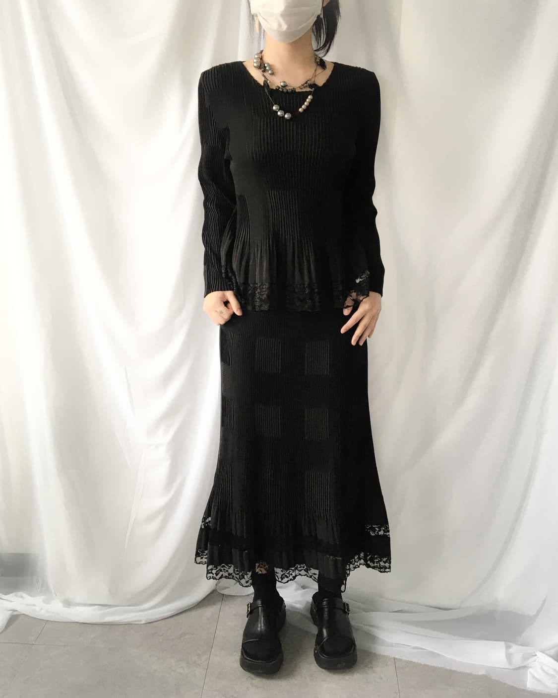 Lace trimming pleats set up 상품이미지7