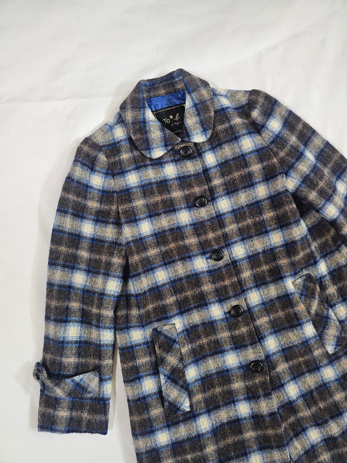 To b by agnes b 아네스베 프렌치 빈티지 모리걸 체크 코트 상품이미지2