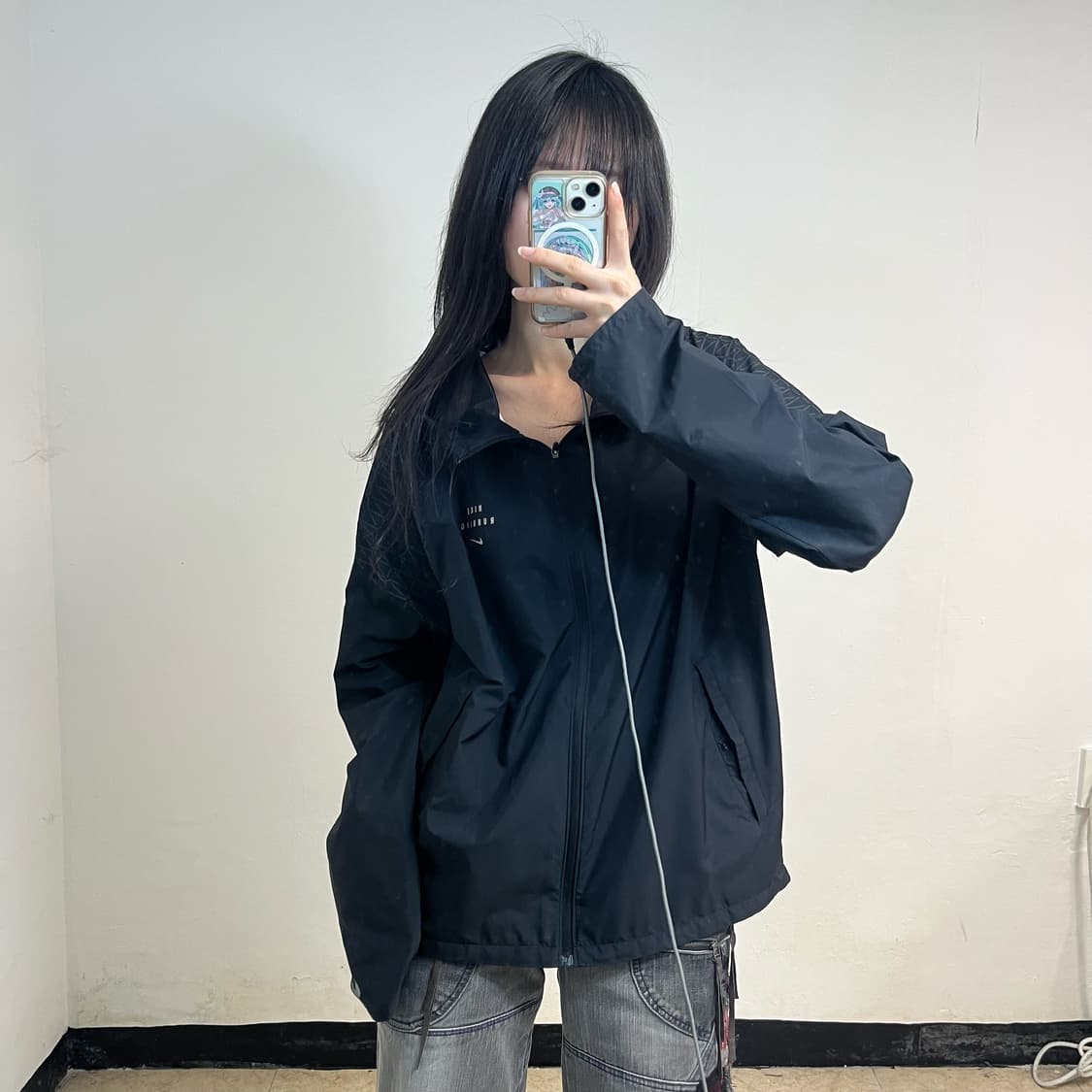 Nike black running windbreaker 상품이미지1