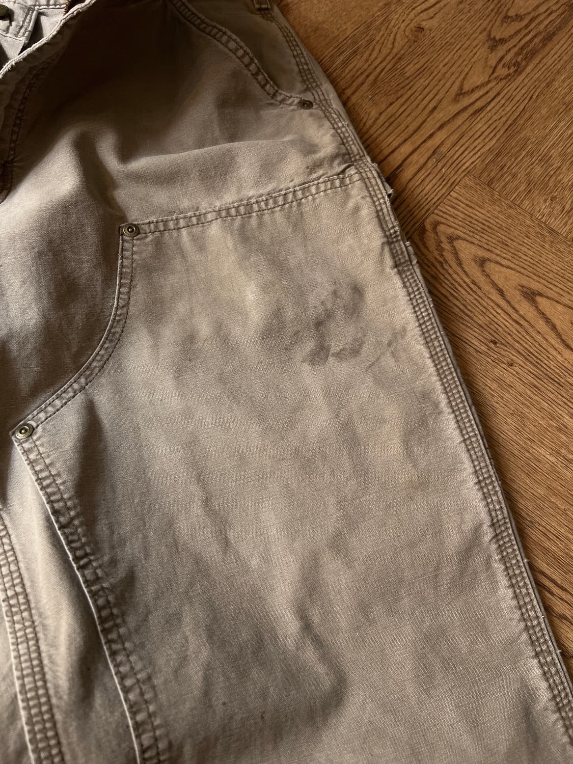 [33]칼하트 USA 더티워싱 라이트브라운 더블니 워크 팬츠 상품이미지6