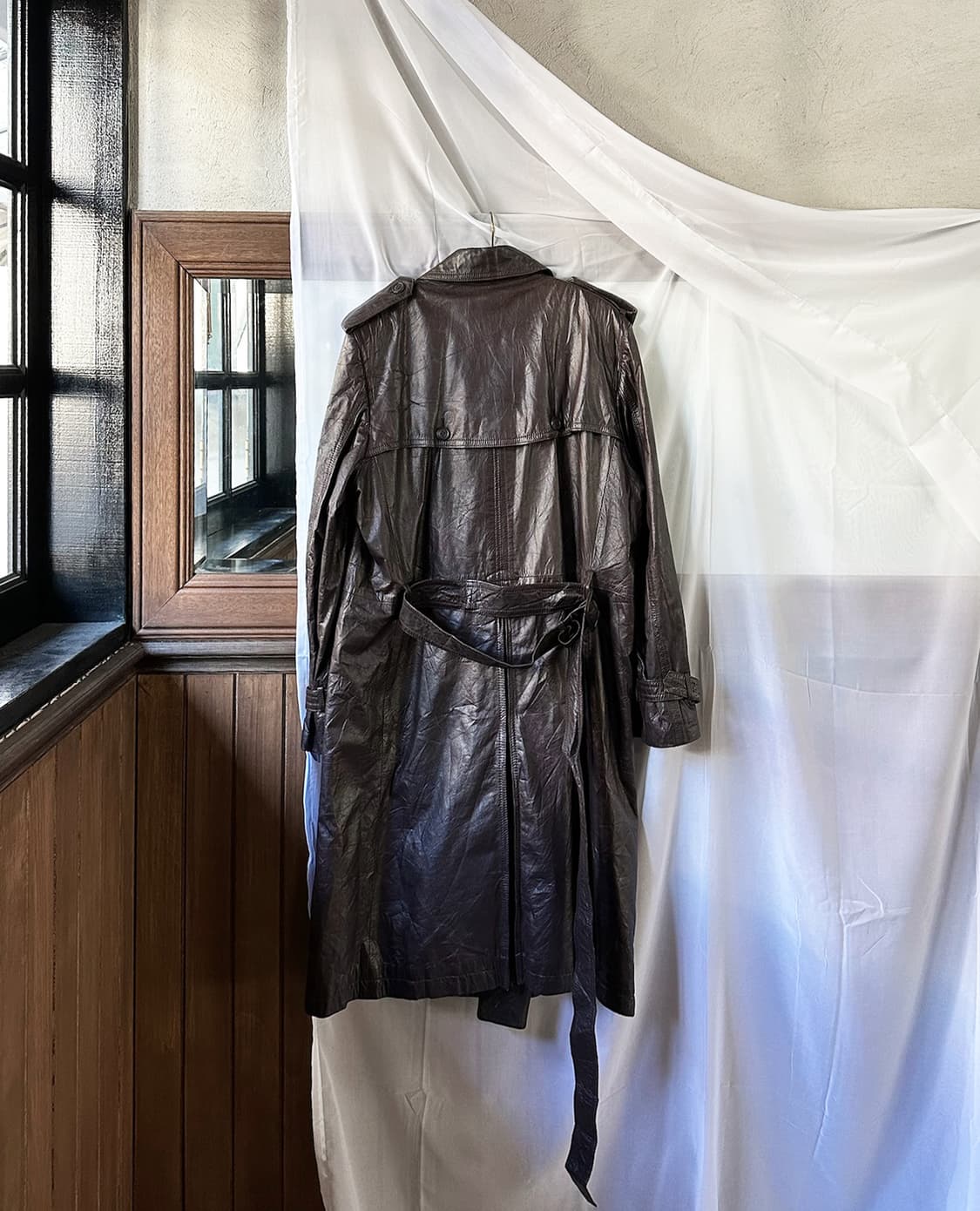 JPV brown leather trench coat 상품이미지8