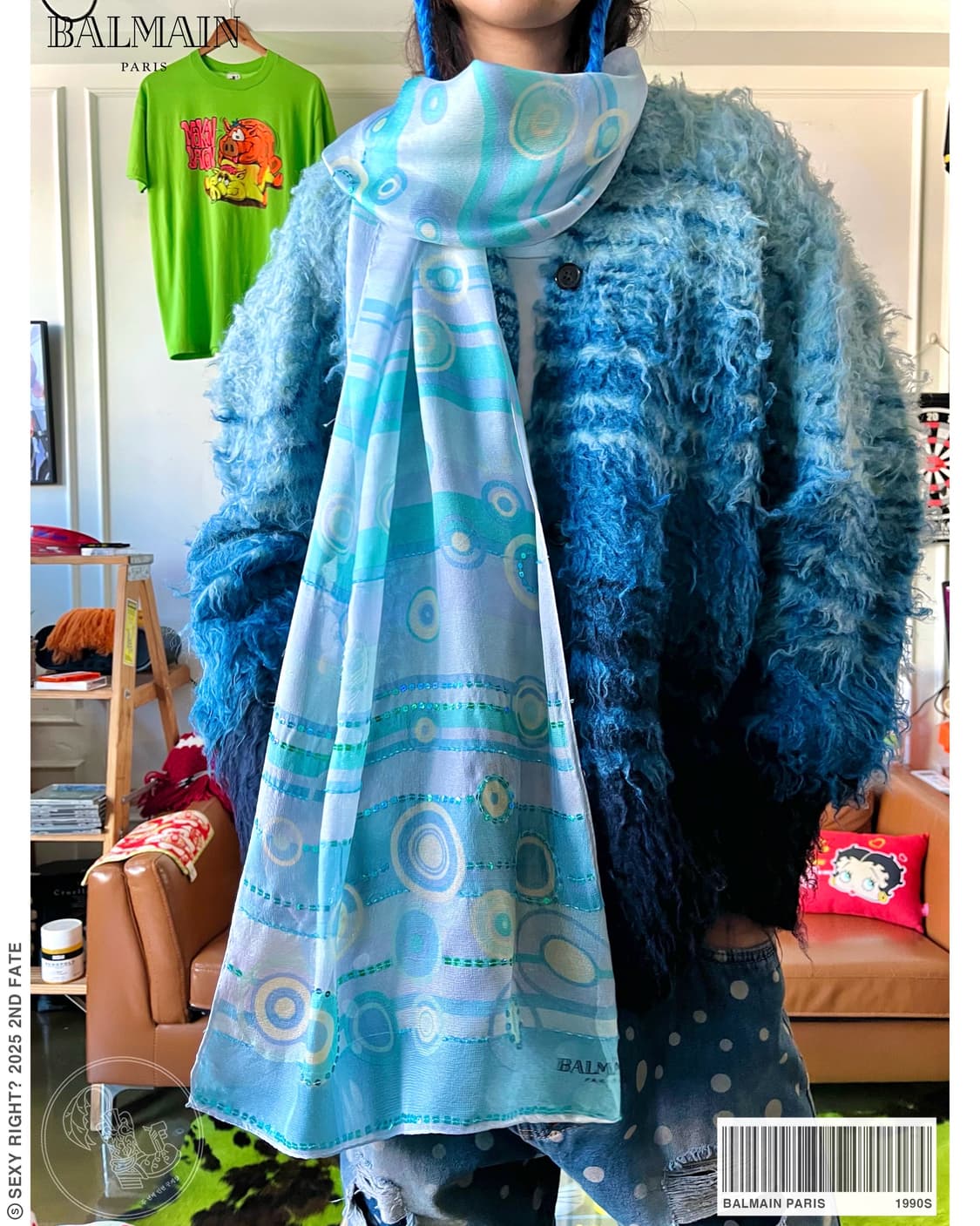 1990s BALMAIN Paris Silk Long Scarf 상품이미지1