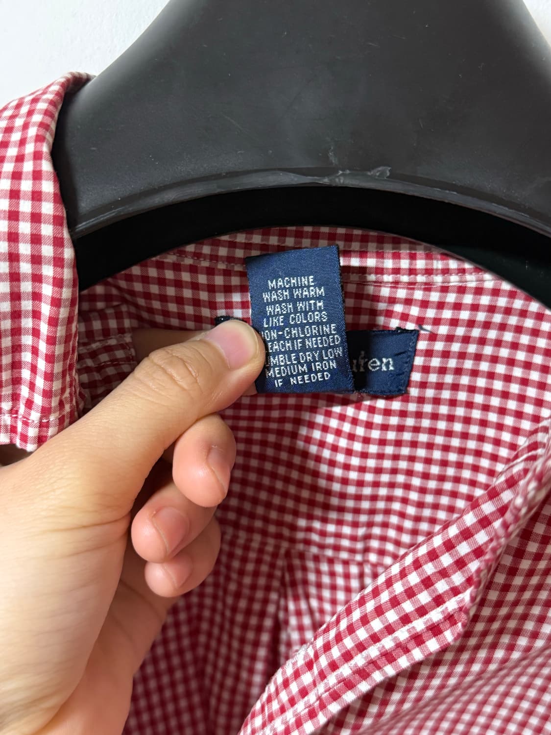 폴로 랄프로렌 레드 y2k 깅엄체크 반팔 셔츠 상품이미지7