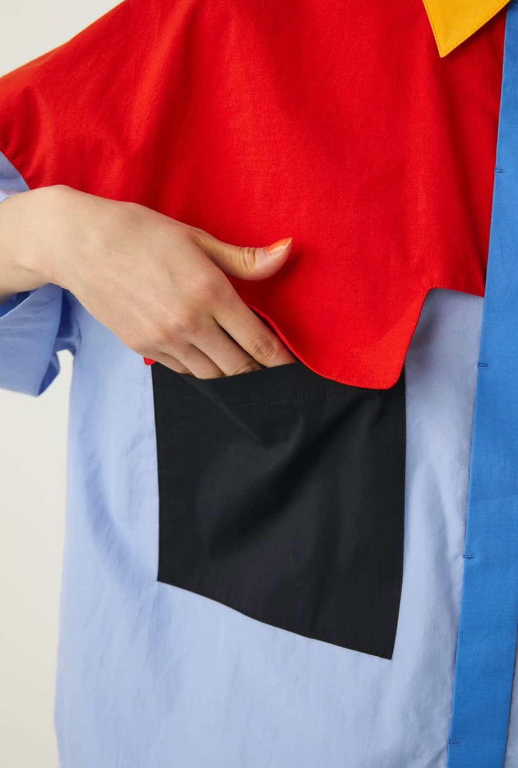 Nagonstans 컬러 블록 반팔 셔츠 새상품M 상품이미지6