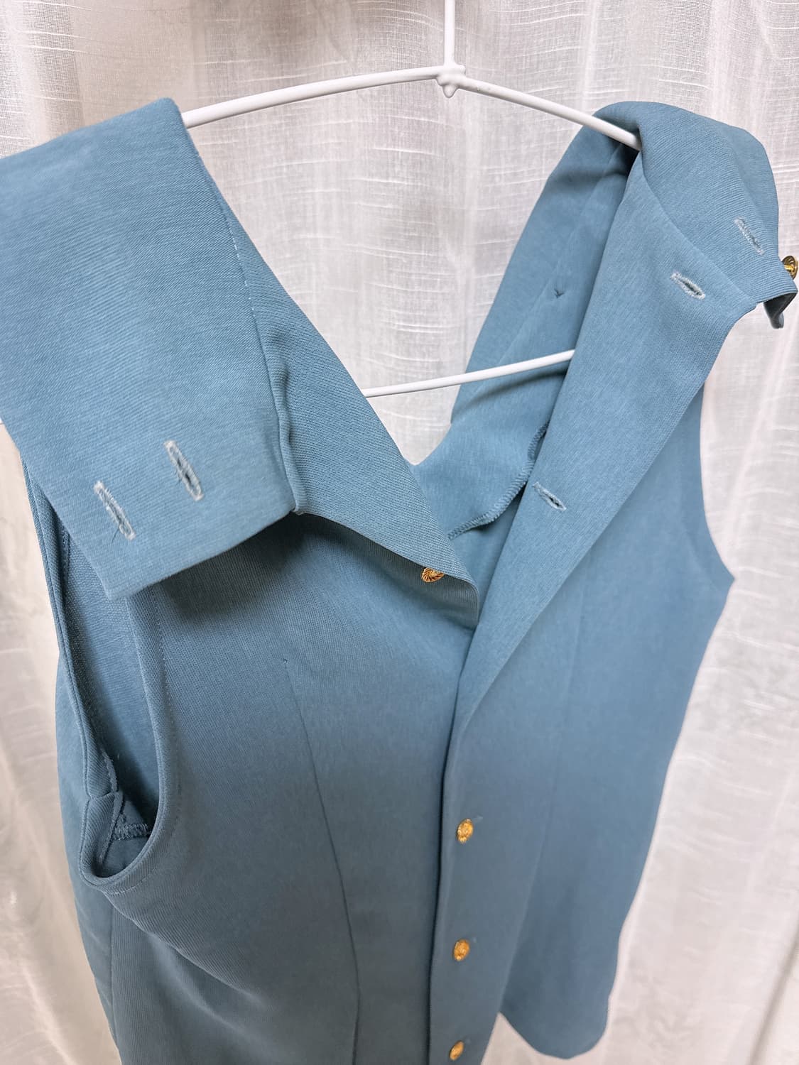 Oree 오르에 빈티지 골드버튼 투웨이 슬리브리스 블라우스 vintage 상품이미지4