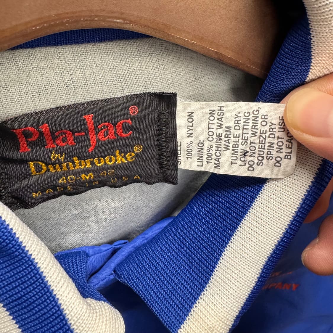 90s USA VINTAGE 코치 자켓 후면 빅프린팅 포인트 블루 상품이미지7