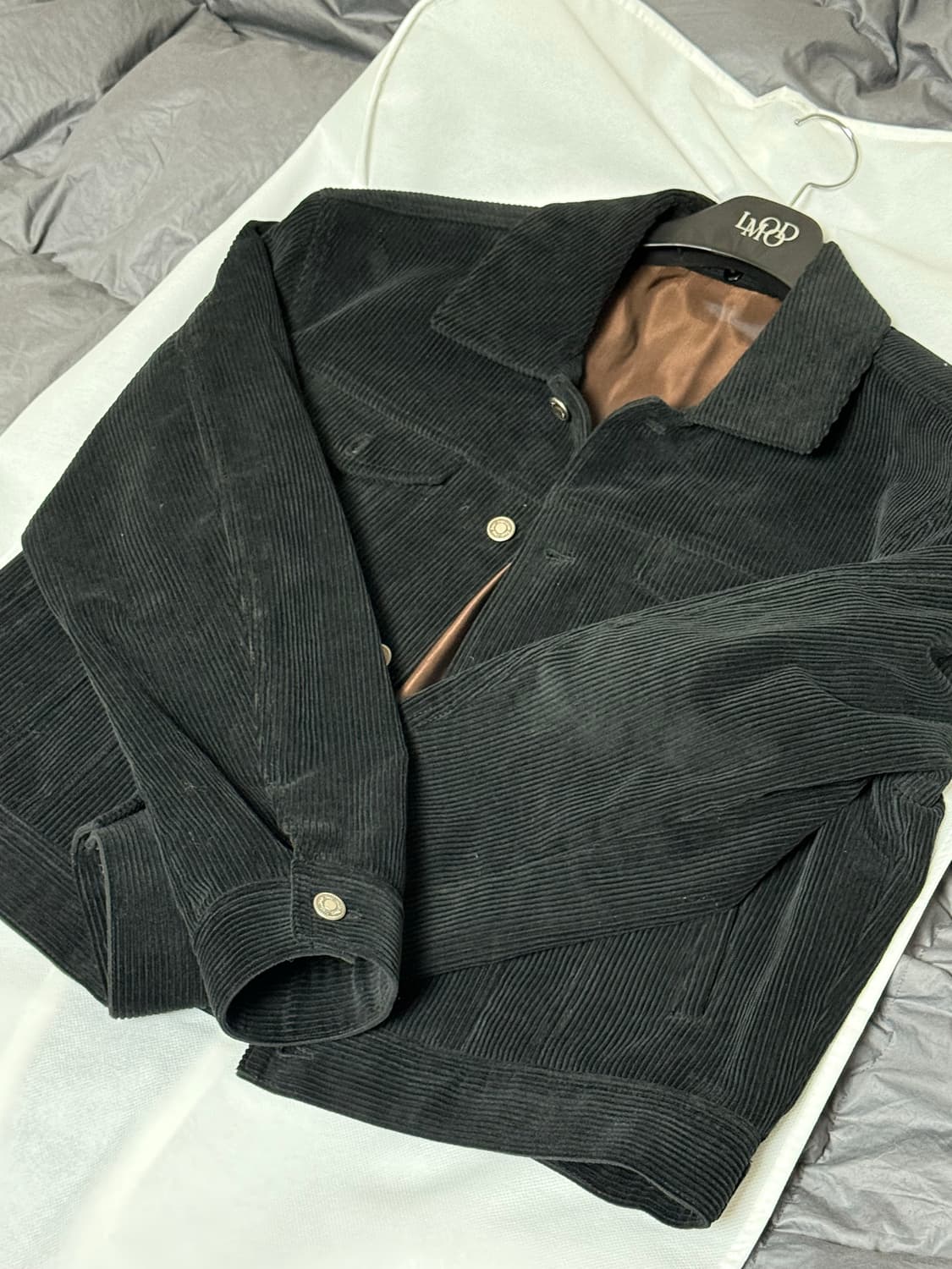 [48] 엘무드 호크 퍼 카라 코듀로이 트러커 자켓 블랙 상품이미지5