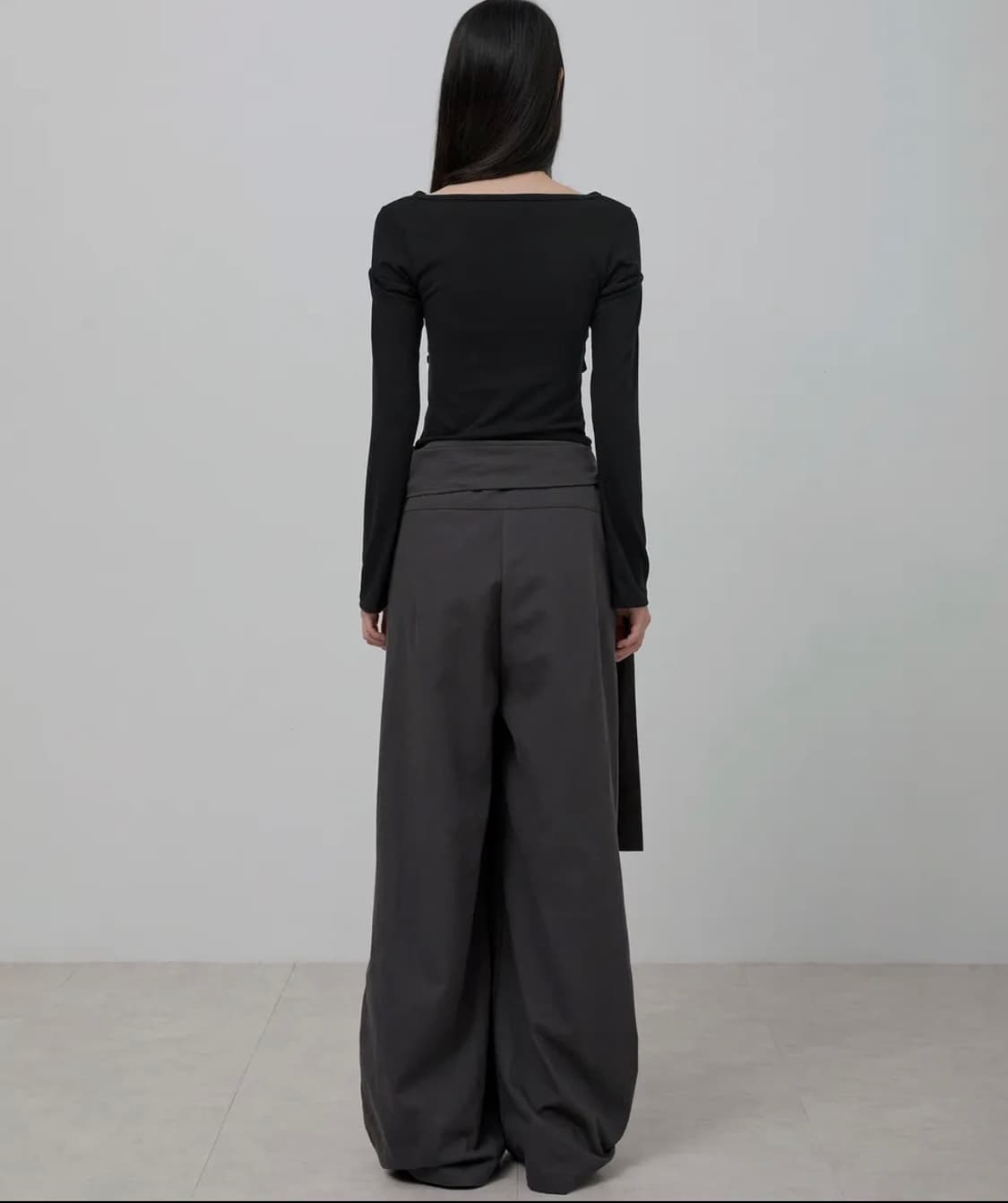 Layered Wrap Trousers (FL-255_Charcoal) 상품이미지2