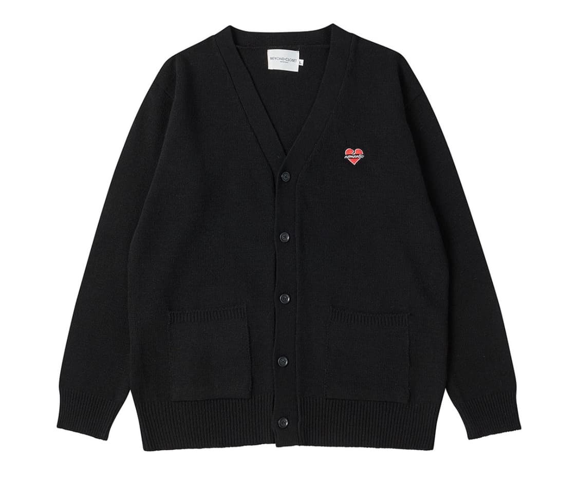 비욘드클로젯 노맨틱 베이직 램스 울 브이넥 가디건 블랙 상품이미지1