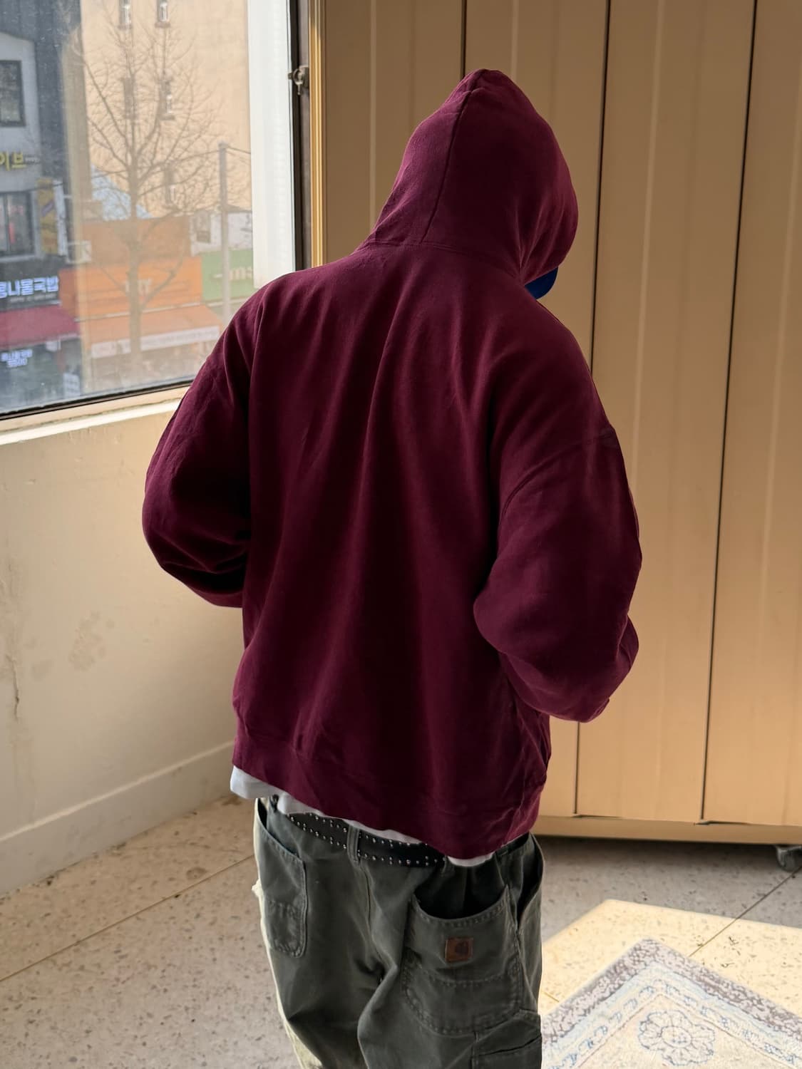 MADE IN USA 90‘s 러셀 후드티 버건디 상품이미지3