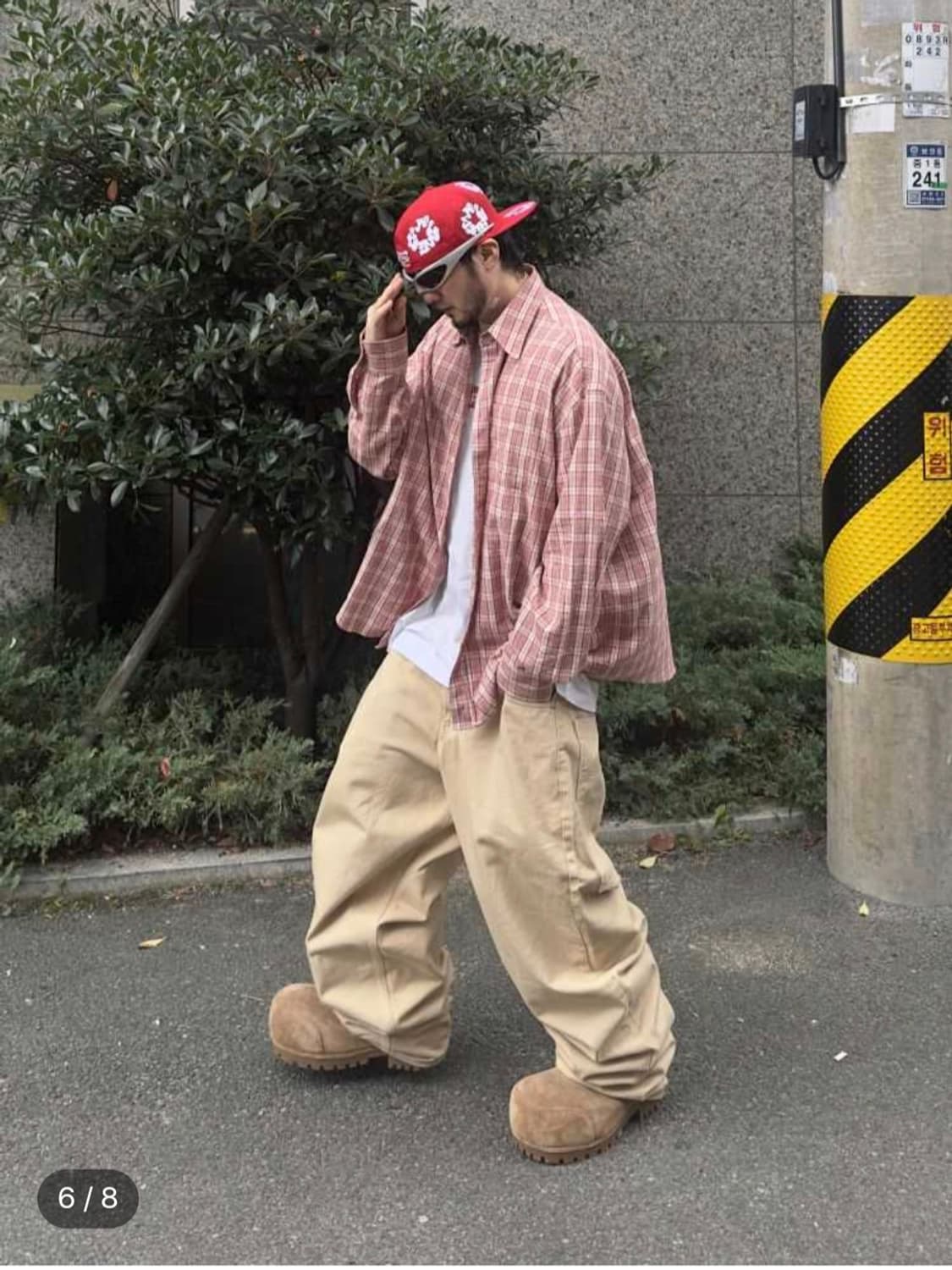 MJD flannel check shirt red M 상품이미지3