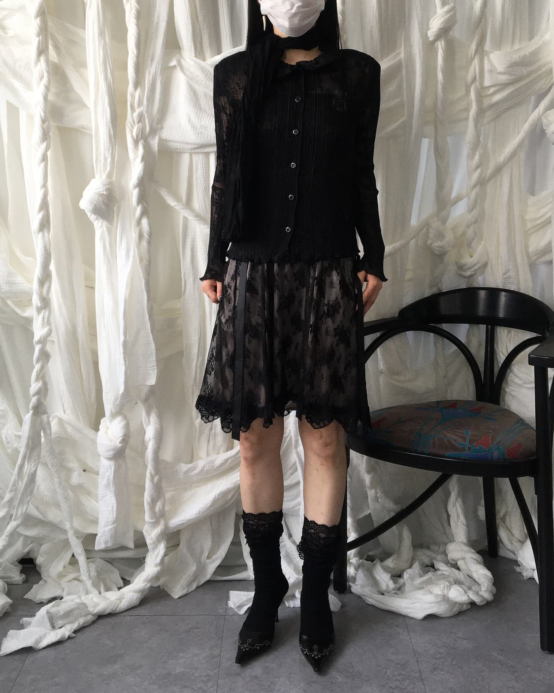 Flower pattern pleats cardigan 상품이미지7