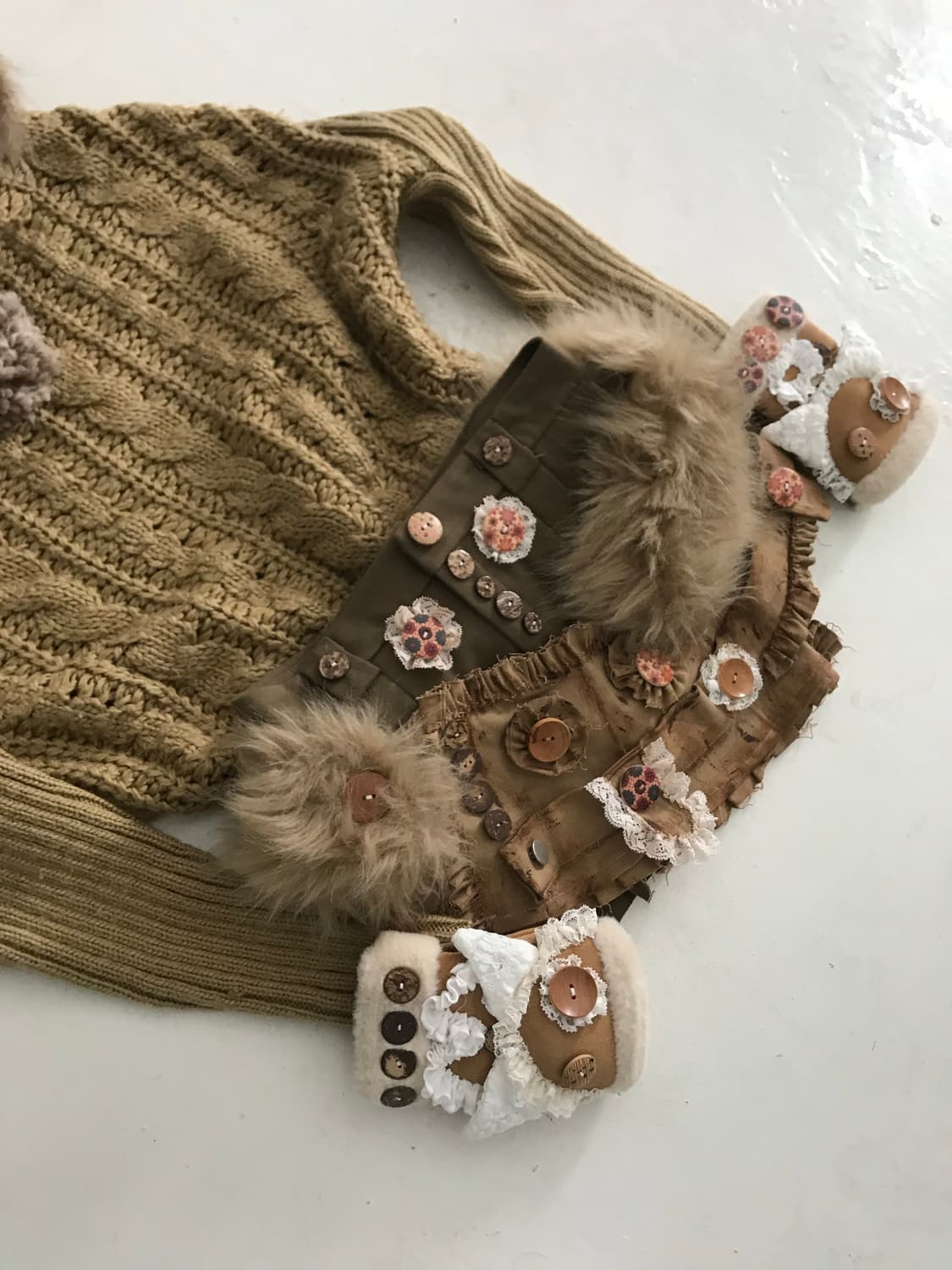 Custom🐾)Flower/lace thick belted skirt 상품이미지3