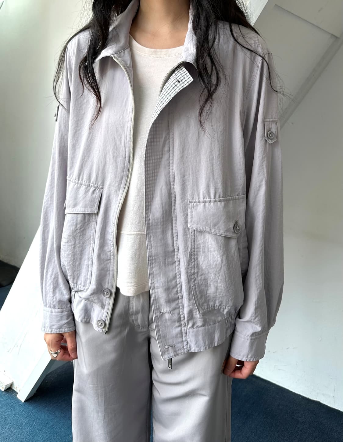 High count poly volume blouson 상품이미지8