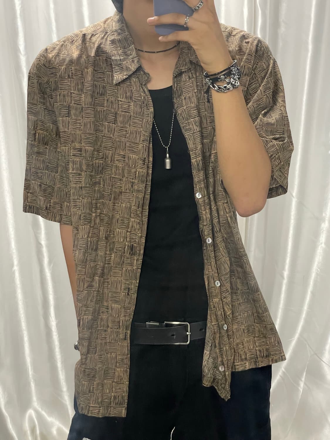 Bohemian pattern short-sleeved shirt 상품이미지1