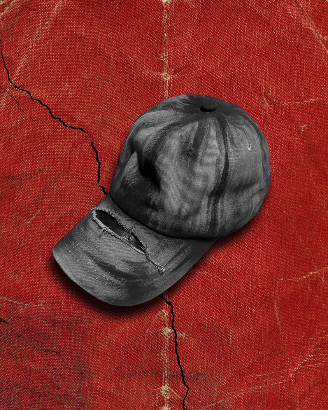 Japanese 90s 그런지 컷팅 워시드 페인티드 볼캡  그레이 상품이미지1