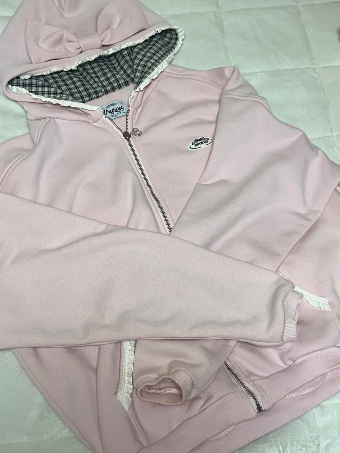 드라이로즈 빅 리본 후드집업 핑크 상품이미지2